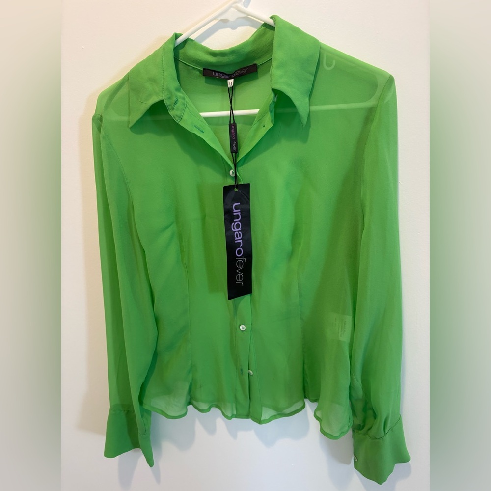Ungaro Fever Vibrant sheer Green slim fit Blouse